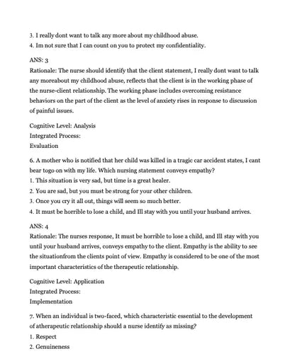 Test Bank Essentials of Psychiatric Mental Health Nursing 8th Edition: Concepts of Care in Evidence by Morgan Townsend