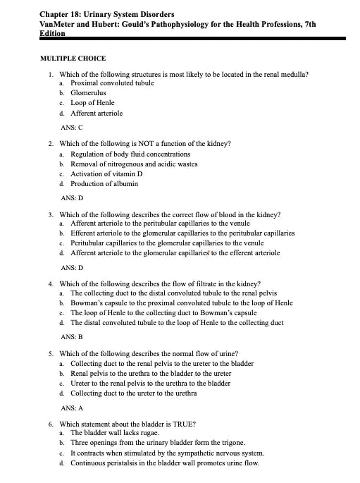 Test Bank Gould's Pathophysiology for the Health Professions 7th Edition by VanMeter