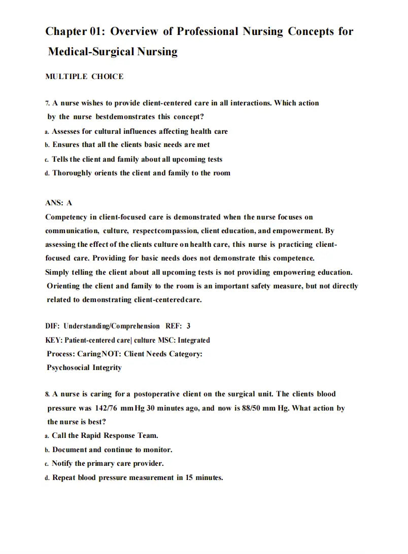 Test Bank Medical-Surgical Nursing: Concepts for Clinical Judgment and Collaborative Care 11th Edition by Ignatavicius