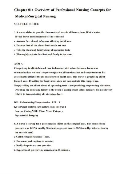 Test Bank Medical-Surgical Nursing: Concepts for Clinical Judgment and Collaborative Care 11th Edition by Ignatavicius