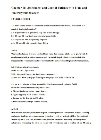 Test Bank Medical-Surgical Nursing: Concepts for Clinical Judgment and Collaborative Care 11th Edition by Ignatavicius