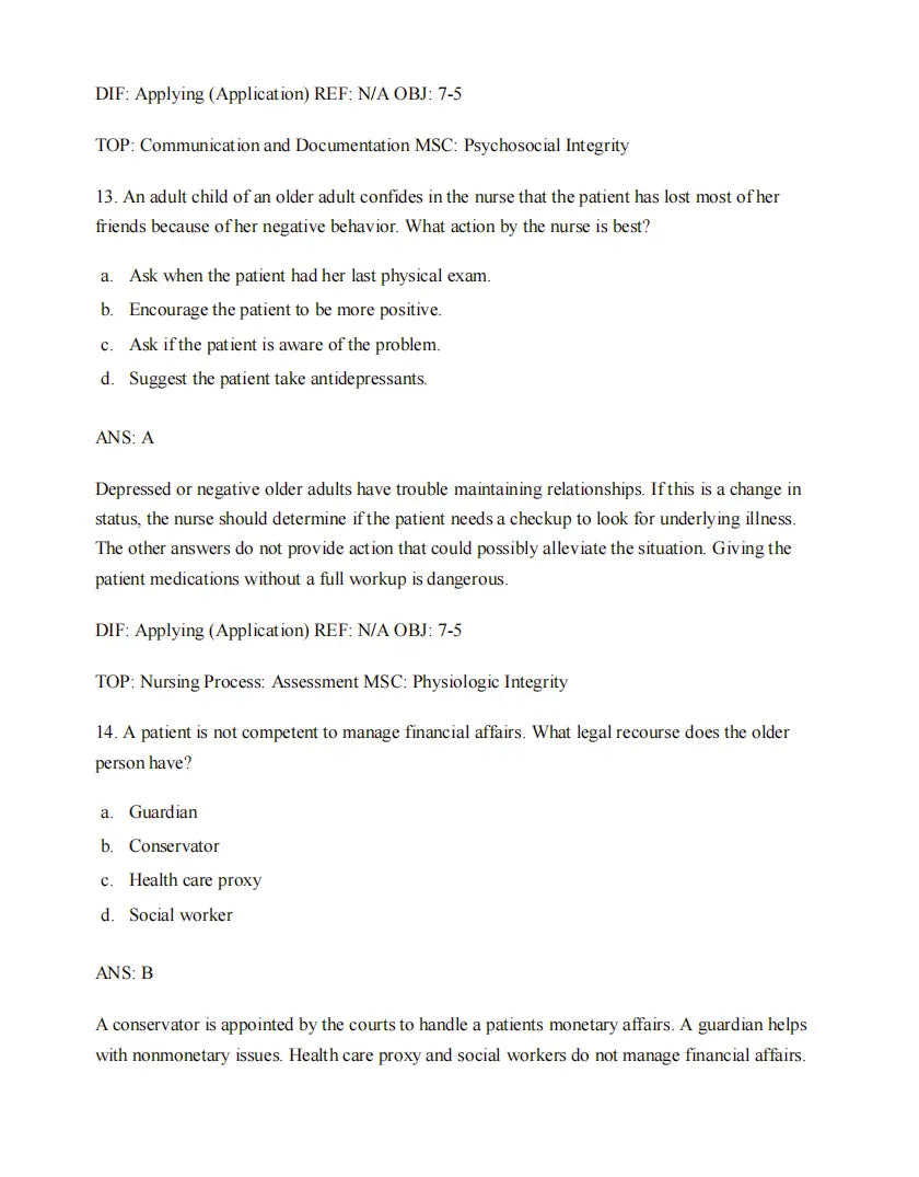 Test Bank Gerontological Nursing 10th Edition by Charlotte Eliopoulos