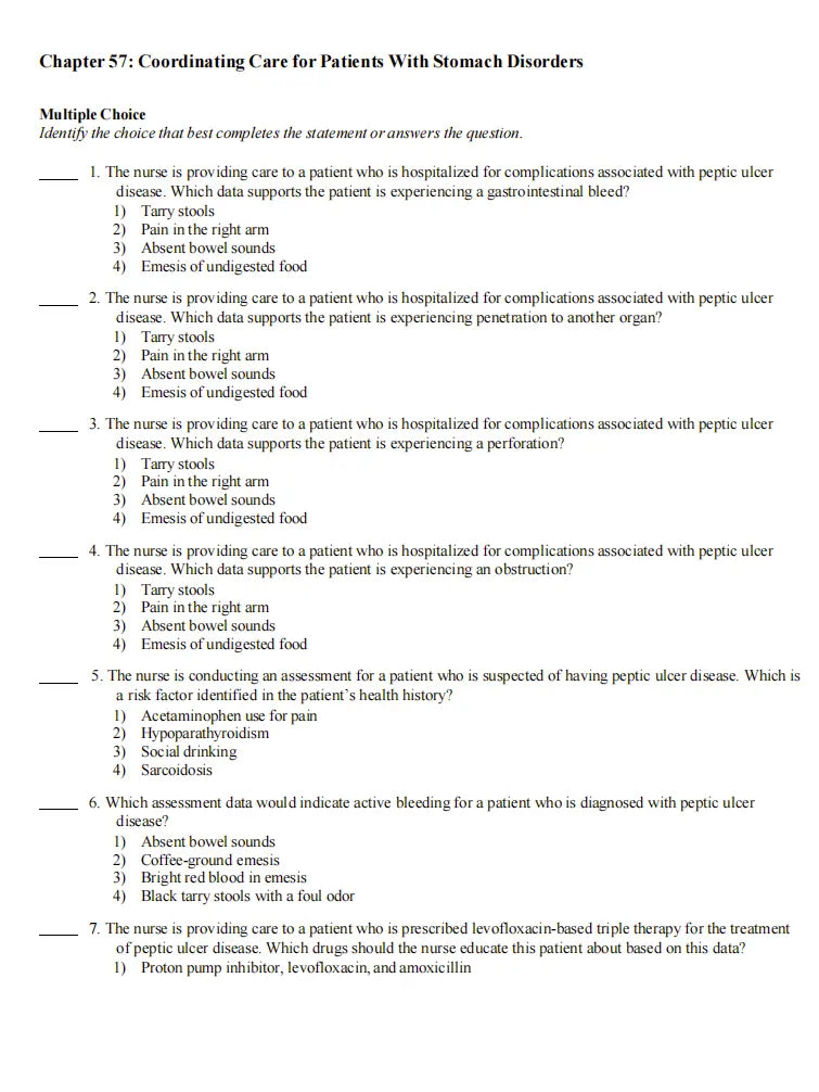 Test Bank Davis Advantage for Medical-Surgical Nursing: Making Connections to Practice 3rd Edition