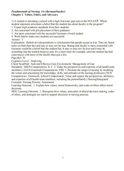 Test Bank Kozier & Erb’s Fundamentals of Nursing 11th Edition