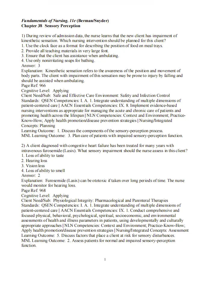 Test Bank Kozier & Erb’s Fundamentals of Nursing 11th Edition