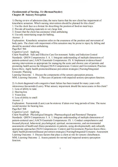 Test Bank Kozier & Erb’s Fundamentals of Nursing 11th Edition