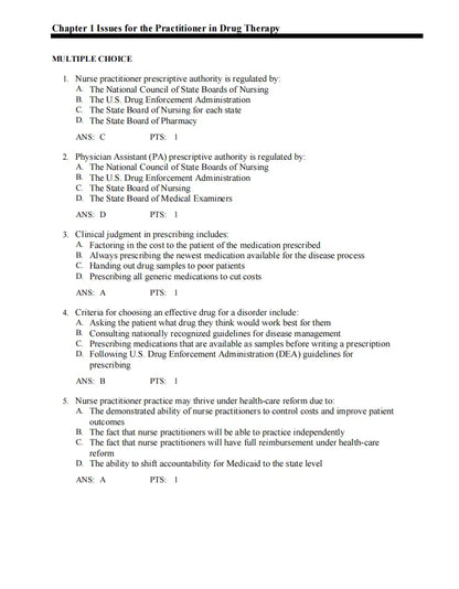 Test Bank Pharmacotherapeutics for Advanced Practice: A Practical Approach 5th Edition