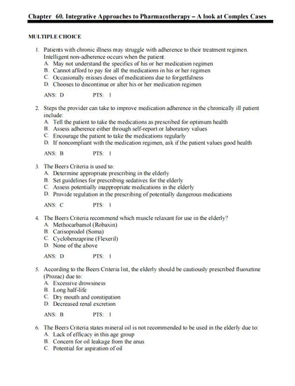 Test Bank Pharmacotherapeutics for Advanced Practice: A Practical Approach 5th Edition