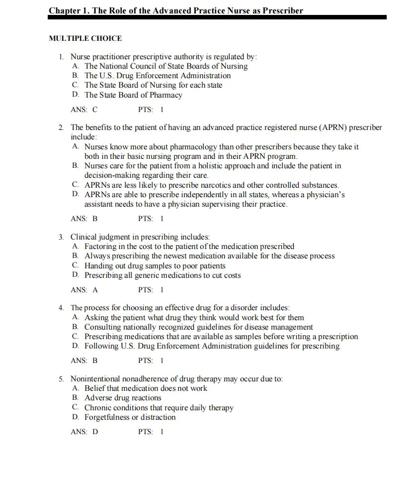 Test Bank Pharmacotherapeutics for Advanced Practice Nurse Prescribers 6th by Woo Wright