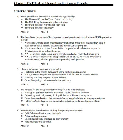 Test Bank Pharmacotherapeutics for Advanced Practice Nurse Prescribers 6th by Woo Wright