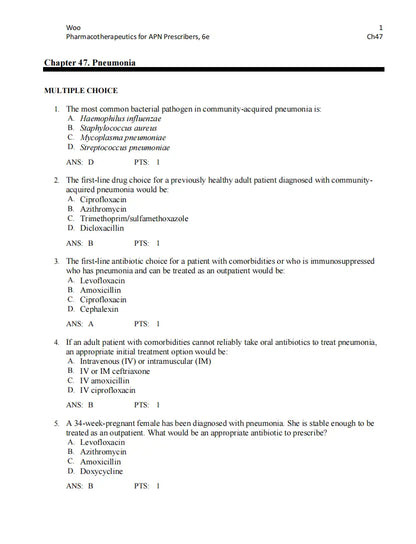 Test Bank Pharmacotherapeutics for Advanced Practice Nurse Prescribers 6th by Woo Wright