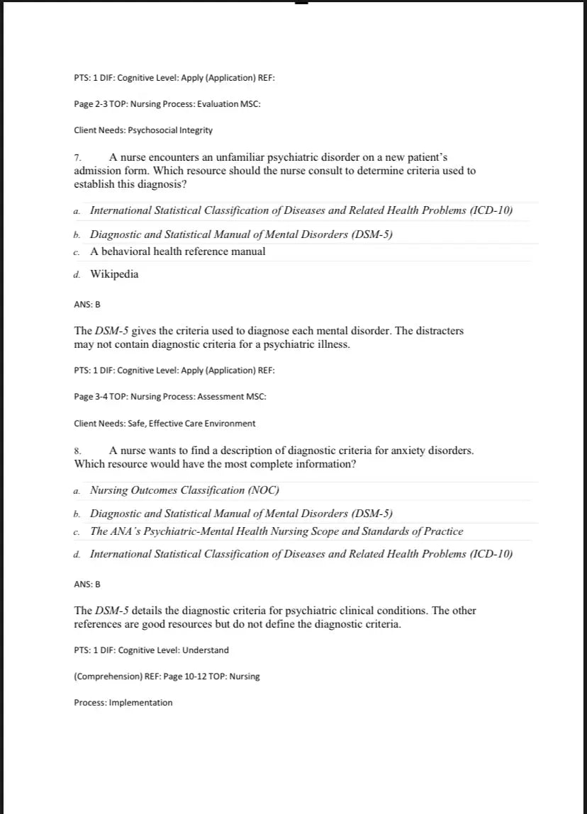 Test Bank Foundations of Mental Health Care 8th Edition by Morrison-Valfre