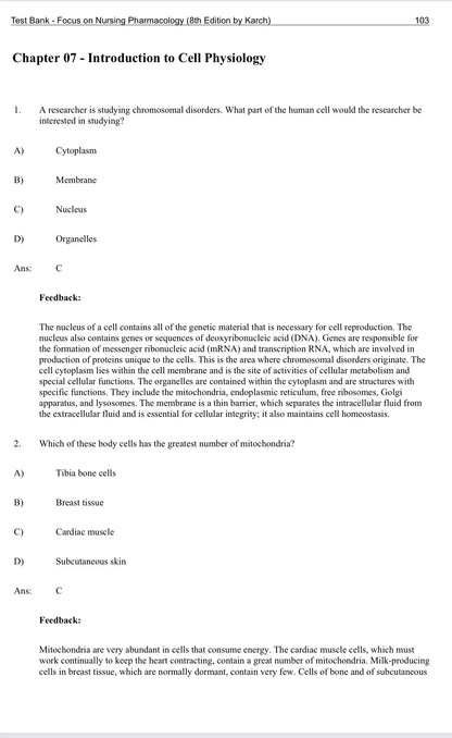 Test Bank Focus on Nursing Pharmacology 8th Edition by Karch